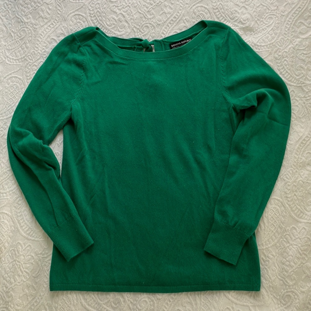 Banana Republic Green Tie Back Wool Sweater